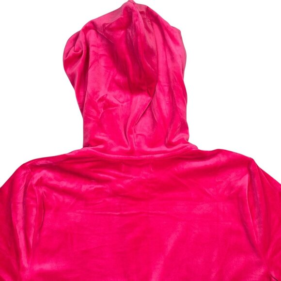Juicy Couture Track Jacket Hoodie Womens L Pink Velour Hooded Full Zip Y2K Bling - Picture 5 of 11